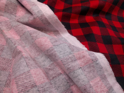 100% Cotton Flannel Buffalo Plaid Red Black 42/43"w Fabric INDIVIDUAL YARD Diy Trucker Shirt Blanket Holiday Decor and Gifts