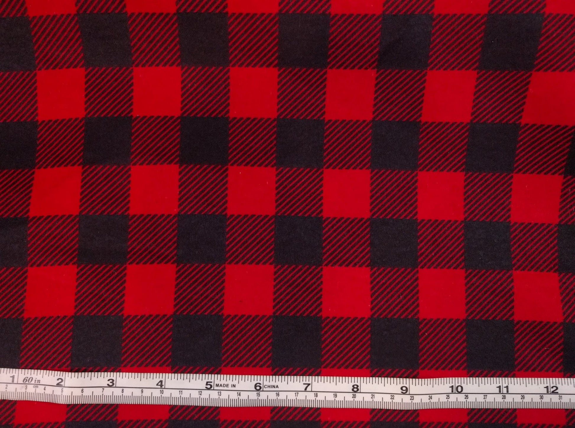 100% Cotton Flannel Buffalo Plaid Red Black 42/43"w Fabric INDIVIDUAL YARD Diy Trucker Shirt Blanket Holiday Decor and Gifts