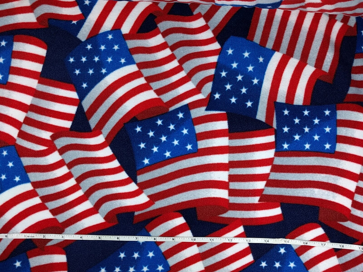 LUX Anti Pill Fleece Patriotic Print Red White Blue American Flags Fabric BTY 60" Wide DIY No Sew Projects