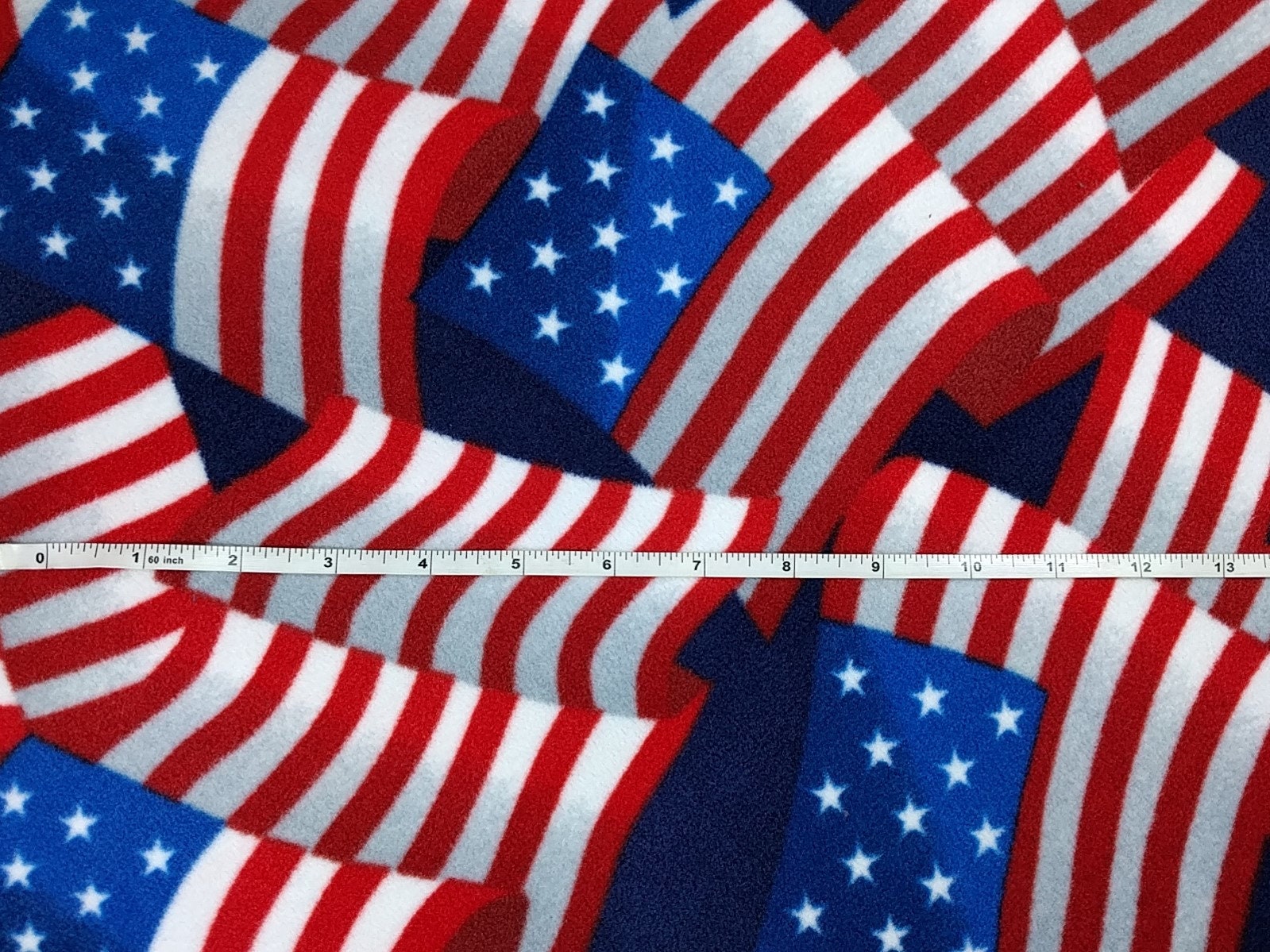 LUX Anti Pill Fleece Patriotic Print Red White Blue American Flags Fabric BTY 60" Wide DIY No Sew Projects