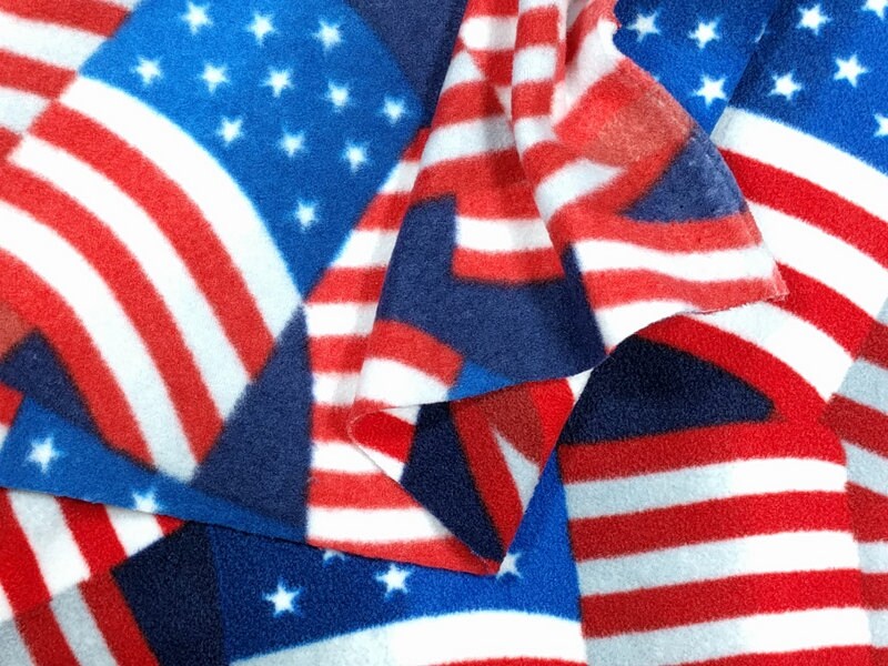 LUX Anti Pill Fleece Patriotic Print Red White Blue American Flags Fabric BTY 60" Wide DIY No Sew Projects