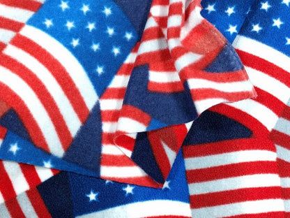 LUX Anti Pill Fleece Patriotic Print Red White Blue American Flags Fabric BTY 60" Wide DIY No Sew Projects