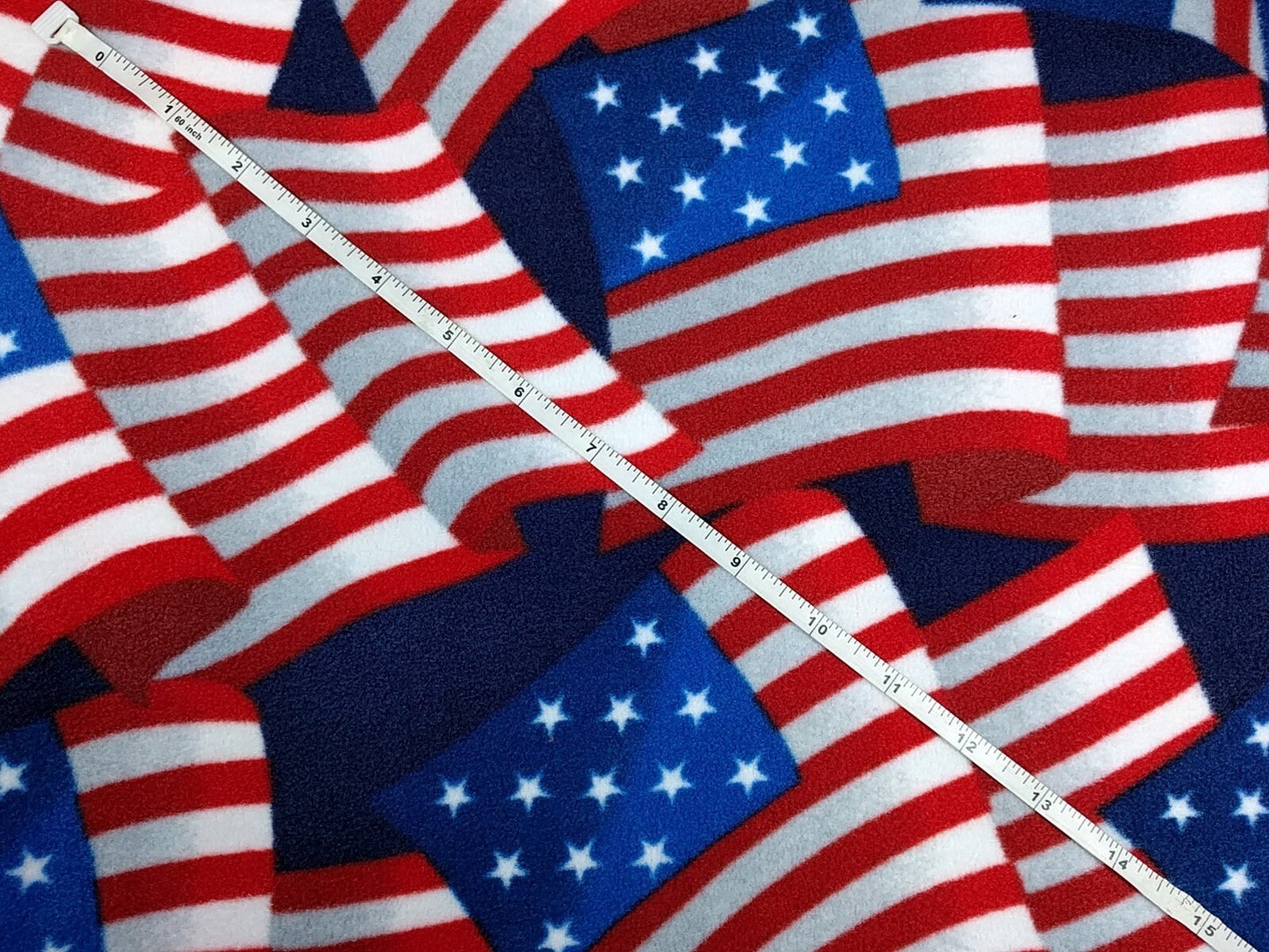 LUX Anti Pill Fleece Patriotic Print Red White Blue American Flags Fabric BTY 60" Wide DIY No Sew Projects