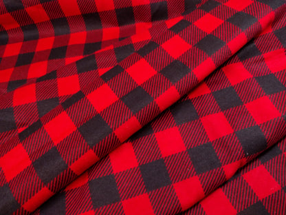 100% Cotton Flannel Buffalo Plaid Red Black 42/43"w Fabric INDIVIDUAL YARD Diy Trucker Shirt Blanket Holiday Decor and Gifts