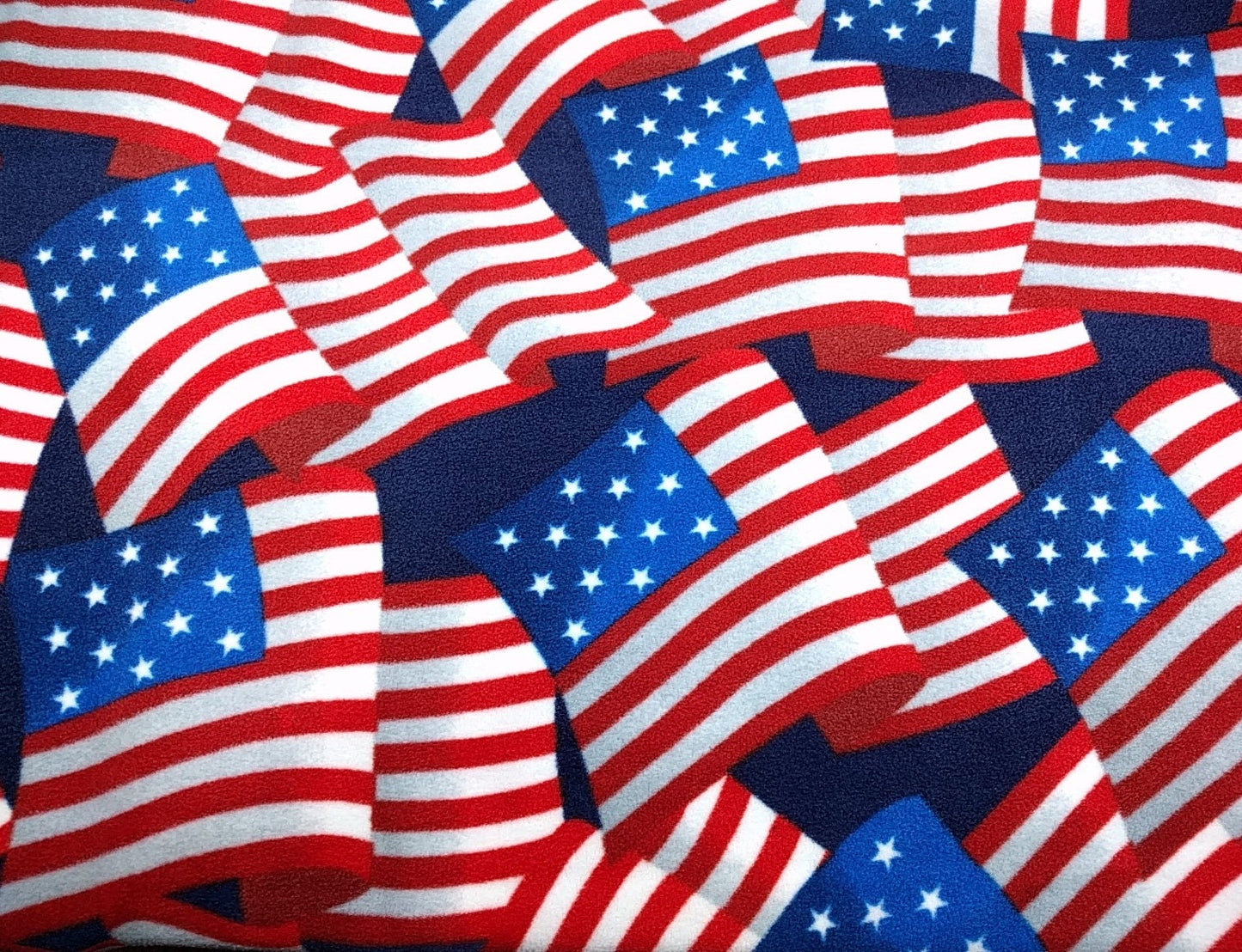 LUX Anti Pill Fleece Patriotic Print Red White Blue American Flags Fabric BTY 60" Wide DIY No Sew Projects