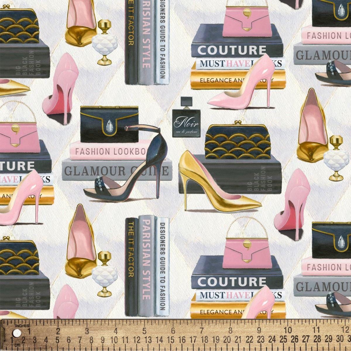 Alta Moda High Fashion Printed Quilters Cotton Fabric Pink by Yard 45x36 inches DIY PARIS FASHION