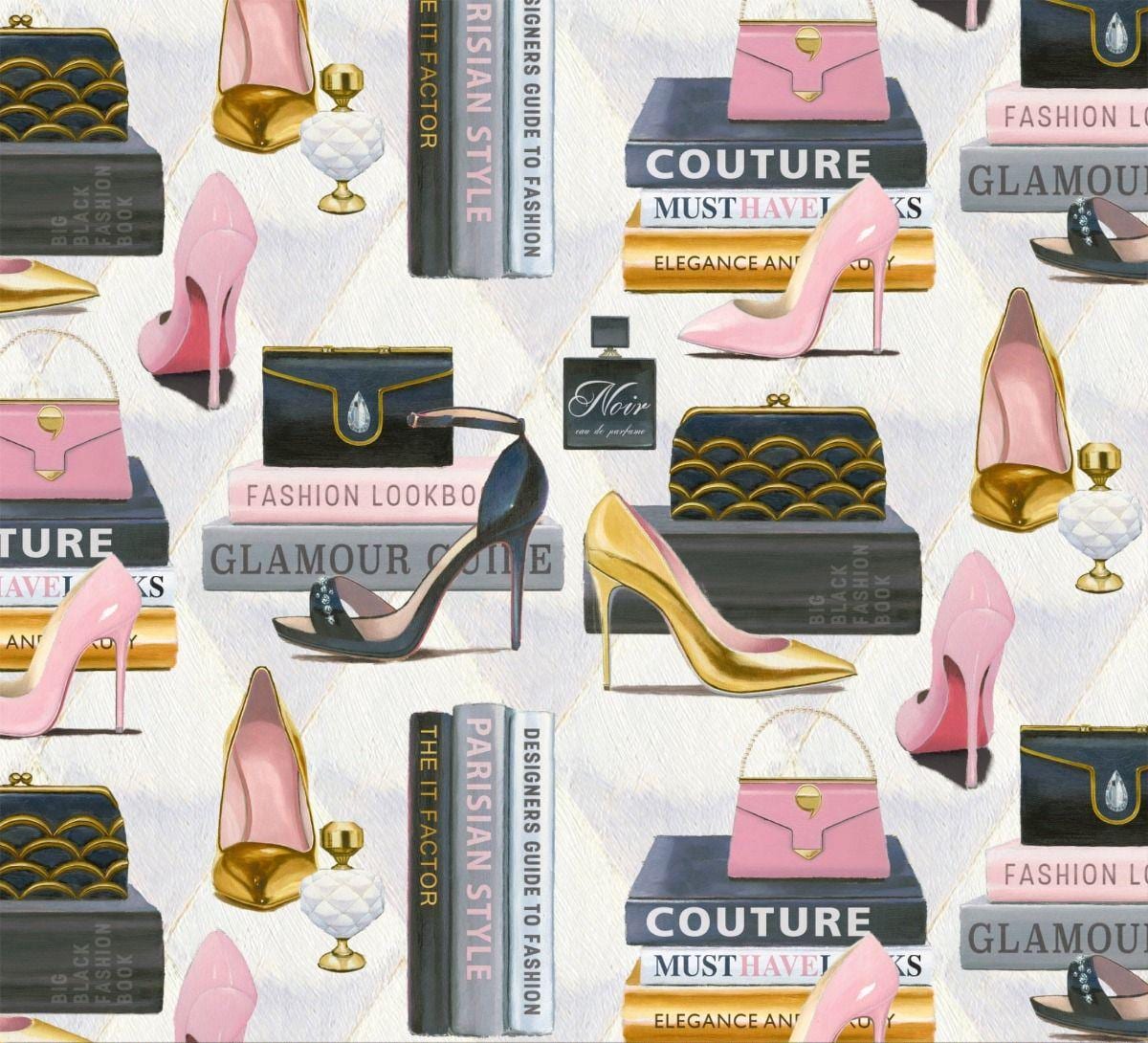 Alta Moda High Fashion Printed Quilters Cotton Fabric Pink by Yard 45x36 inches DIY PARIS FASHION