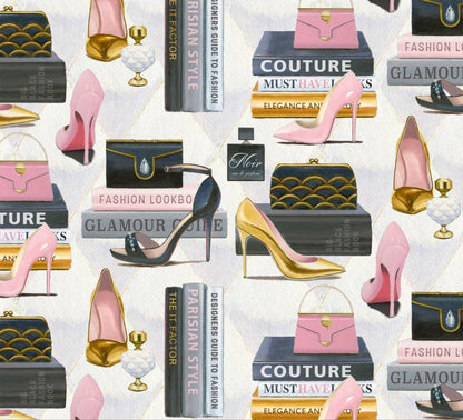 Alta Moda High Fashion Printed Quilters Cotton Fabric Pink by Yard 45x36 inches DIY PARIS FASHION