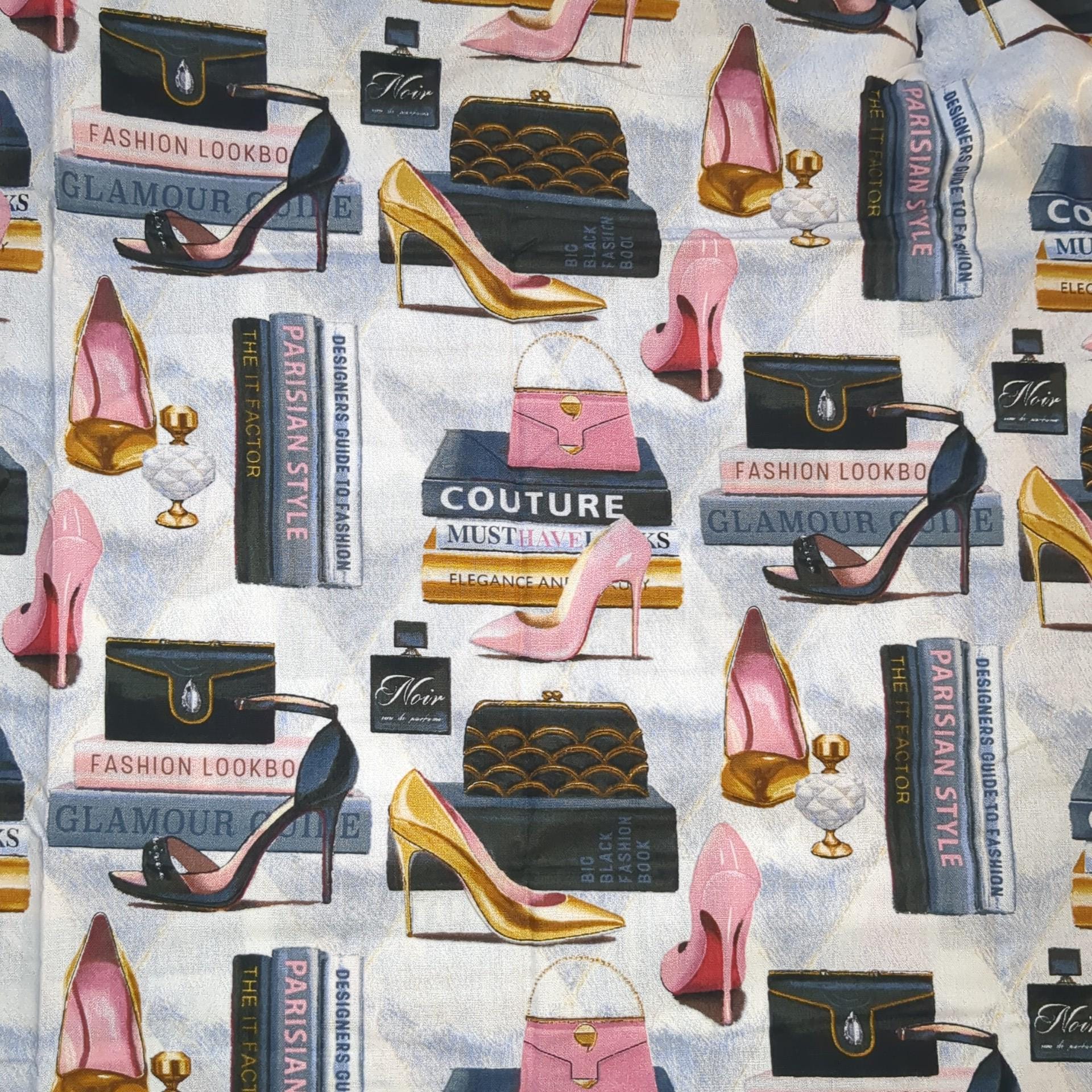 Alta Moda High Fashion Printed Quilters Cotton Fabric Pink by Yard 45x36 inches DIY PARIS FASHION