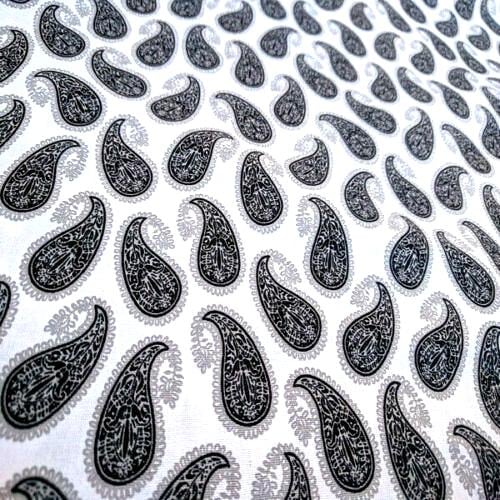 Black White Paisley Print Fabric 100% Cotton By Yard 44" wide Bandana Paisley Print Fabric Quilters Cotton