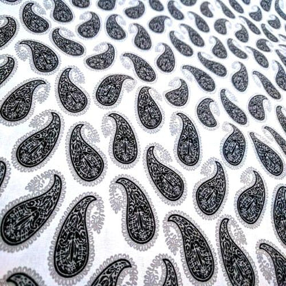 Black White Paisley Print Fabric 100% Cotton By Yard 44" wide Bandana Paisley Print Fabric Quilters Cotton