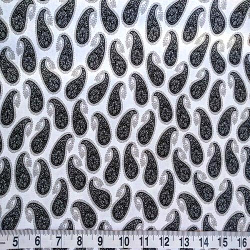 Black White Paisley Print Fabric 100% Cotton By Yard 44" wide Bandana Paisley Print Fabric Quilters Cotton