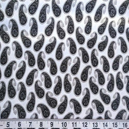 Black White Paisley Print Fabric 100% Cotton By Yard 44" wide Bandana Paisley Print Fabric Quilters Cotton