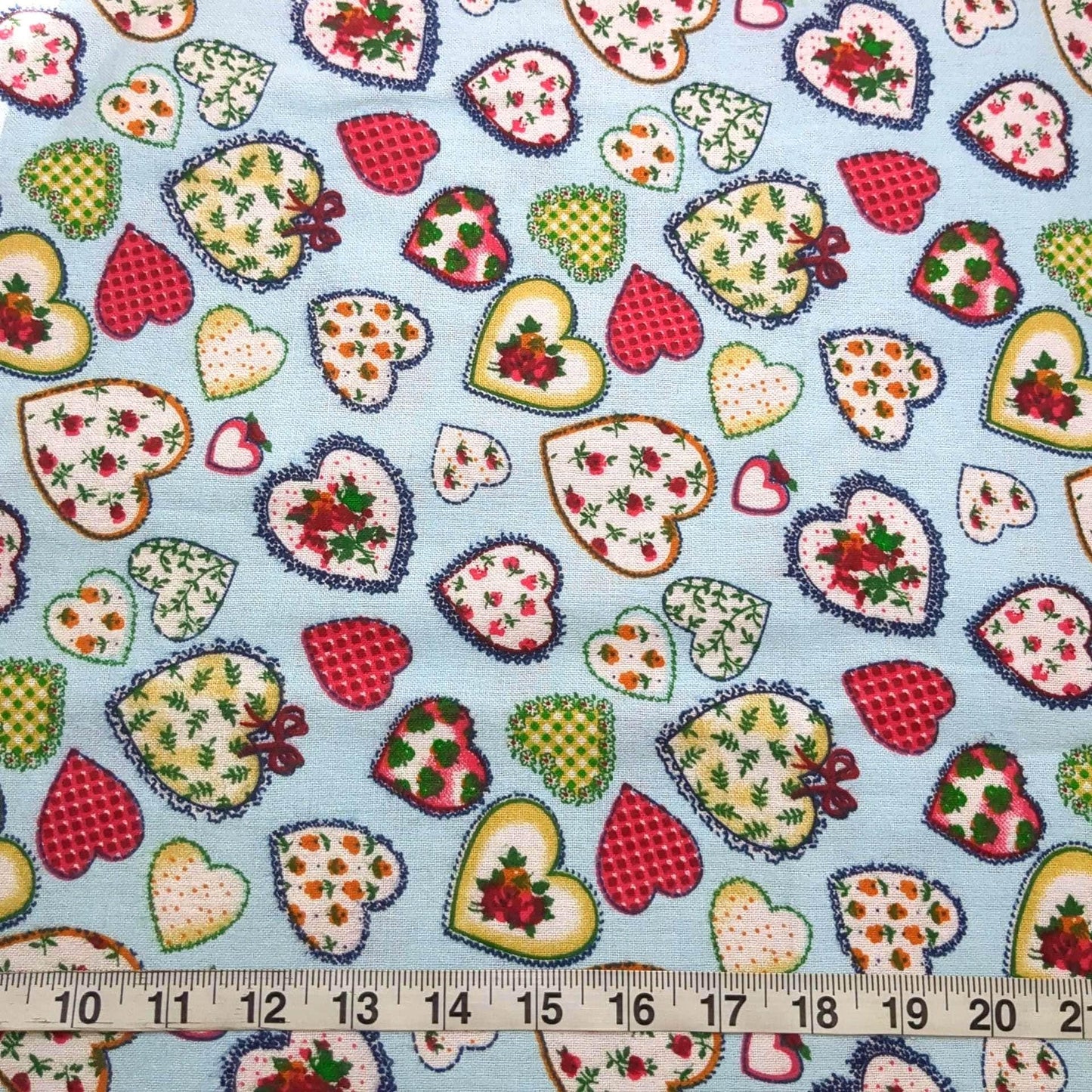 Valentine Hearts Print Light Blue Cotton Flannel Fabric 44" wide By the Yard