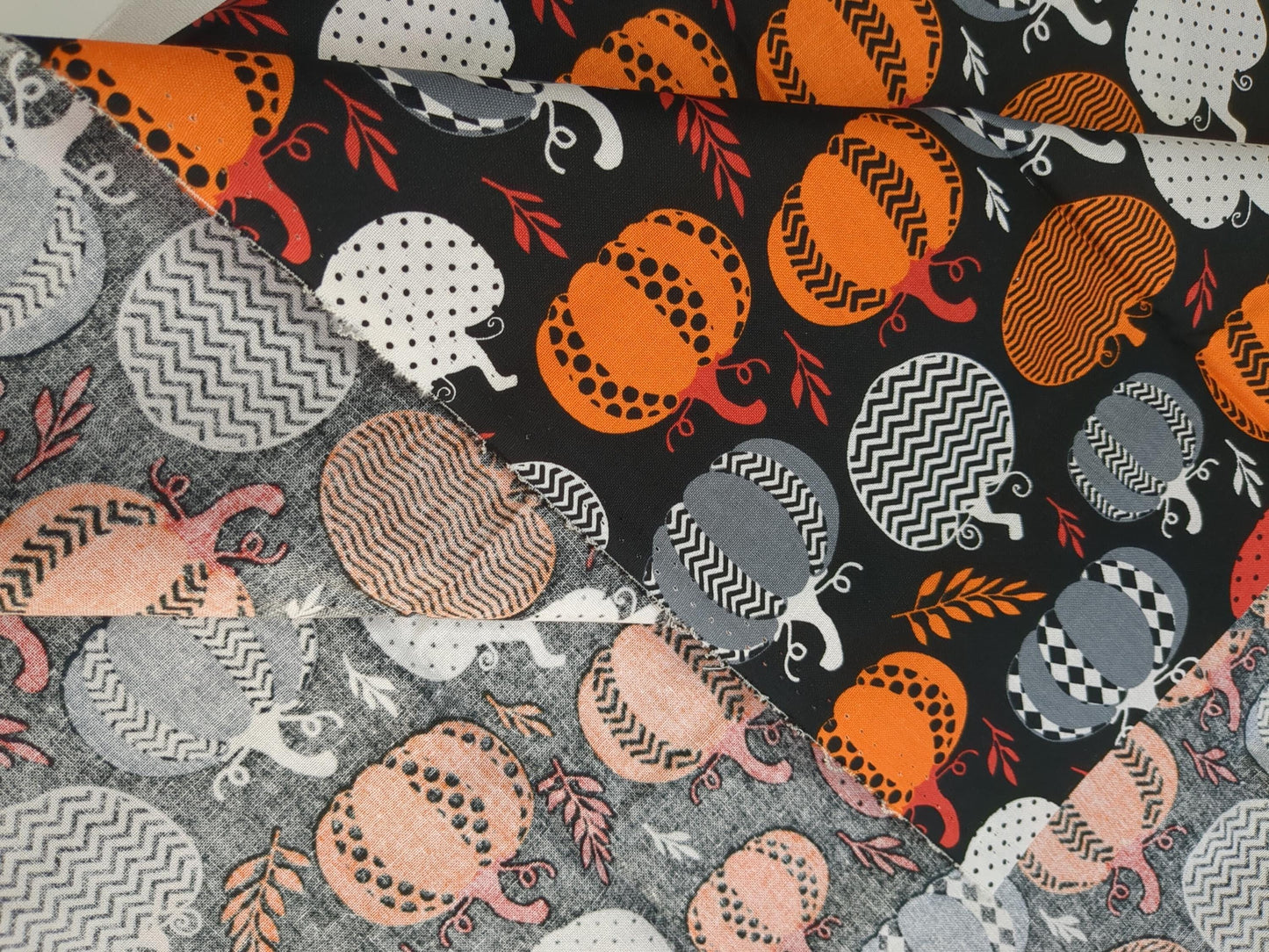 Pumpkin Print Cotton Fabric By the Yard Multi Pumpkin Shapes on 44" Black Cotton Quilting Cotton for Sewing, Crafts and Home decor
