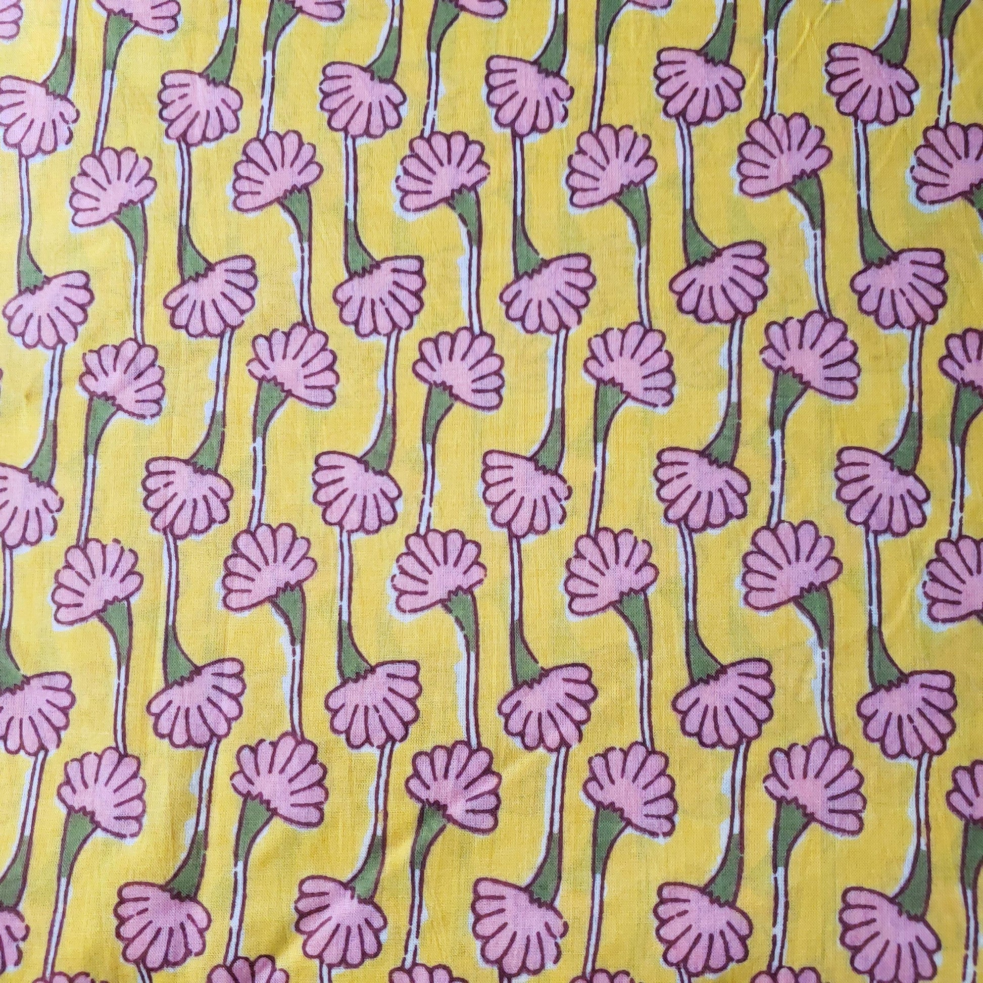 Lightweight Vintage Retro Print Floral Cotton Fabric By Yard 44" wide Yellow Pink Flowers DIY Sewing, Fashion accessories, and Home Decor
