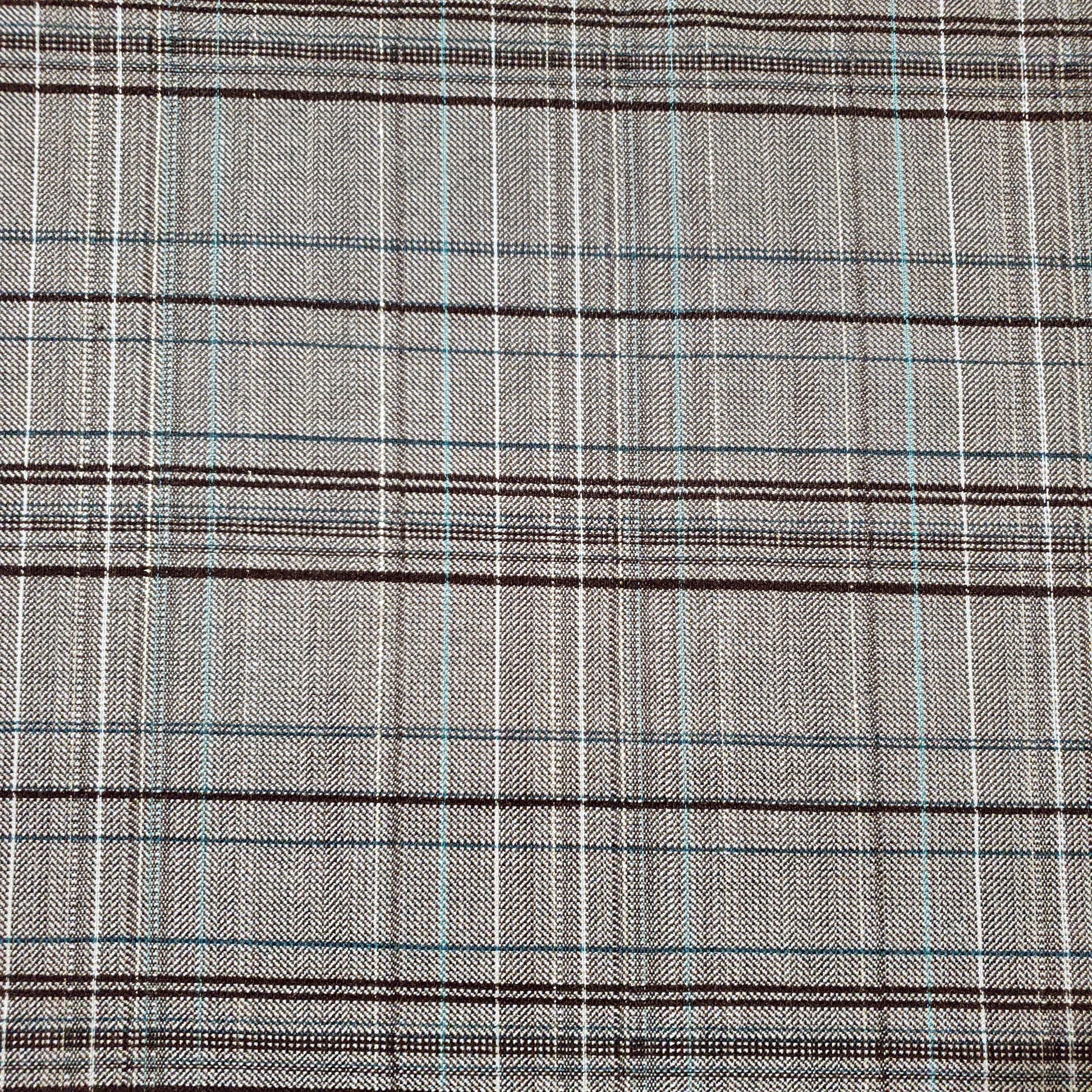 Gilded Taupe Gray Green Gold Tartan Suiting Fabric 54" By The Yard Plaid Print