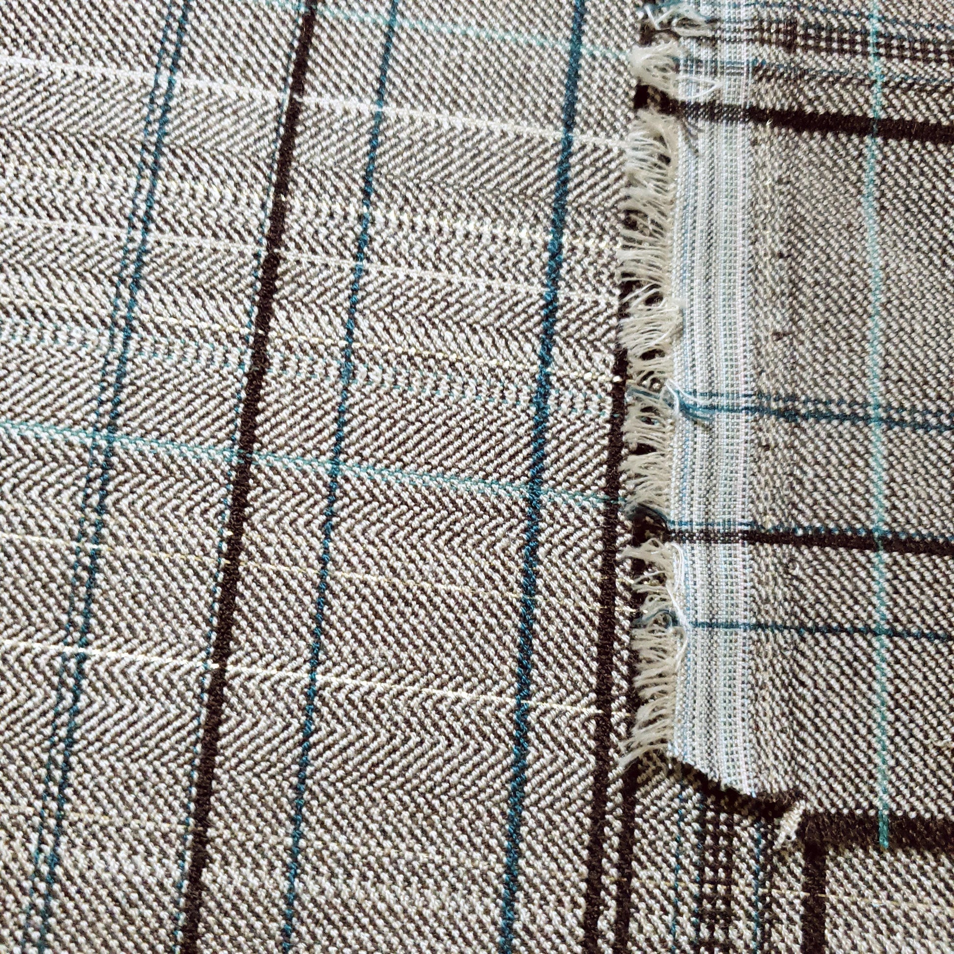 Gilded Taupe Gray Green Gold Tartan Suiting Fabric 54" By The Yard Plaid Print