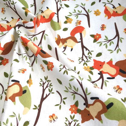 Baby Woodland Red Fox Cute Flannel Prints 100% Cotton Flannel Fabric - DIY Sewing and No Sew Creations