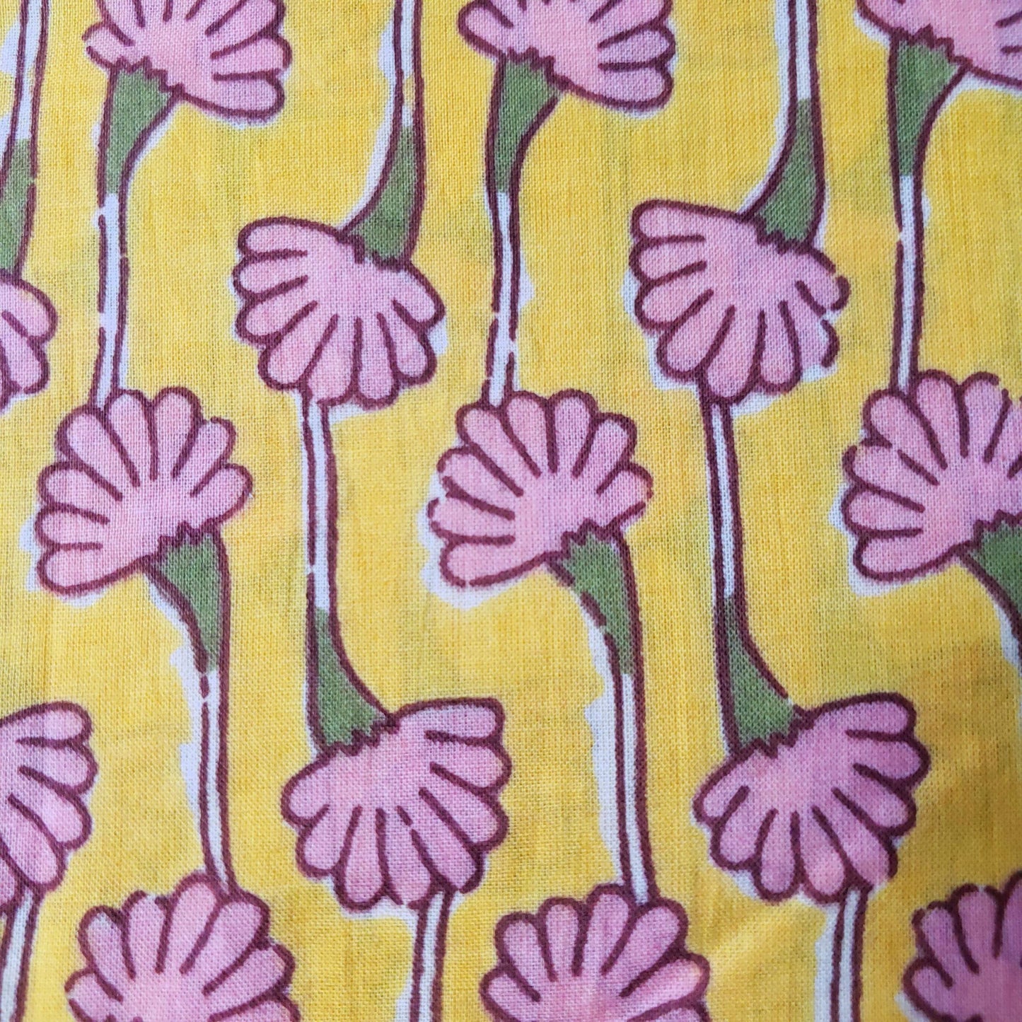 Lightweight Vintage Retro Print Floral Cotton Fabric By Yard 44" wide Yellow Pink Flowers DIY Sewing, Fashion accessories, and Home Decor