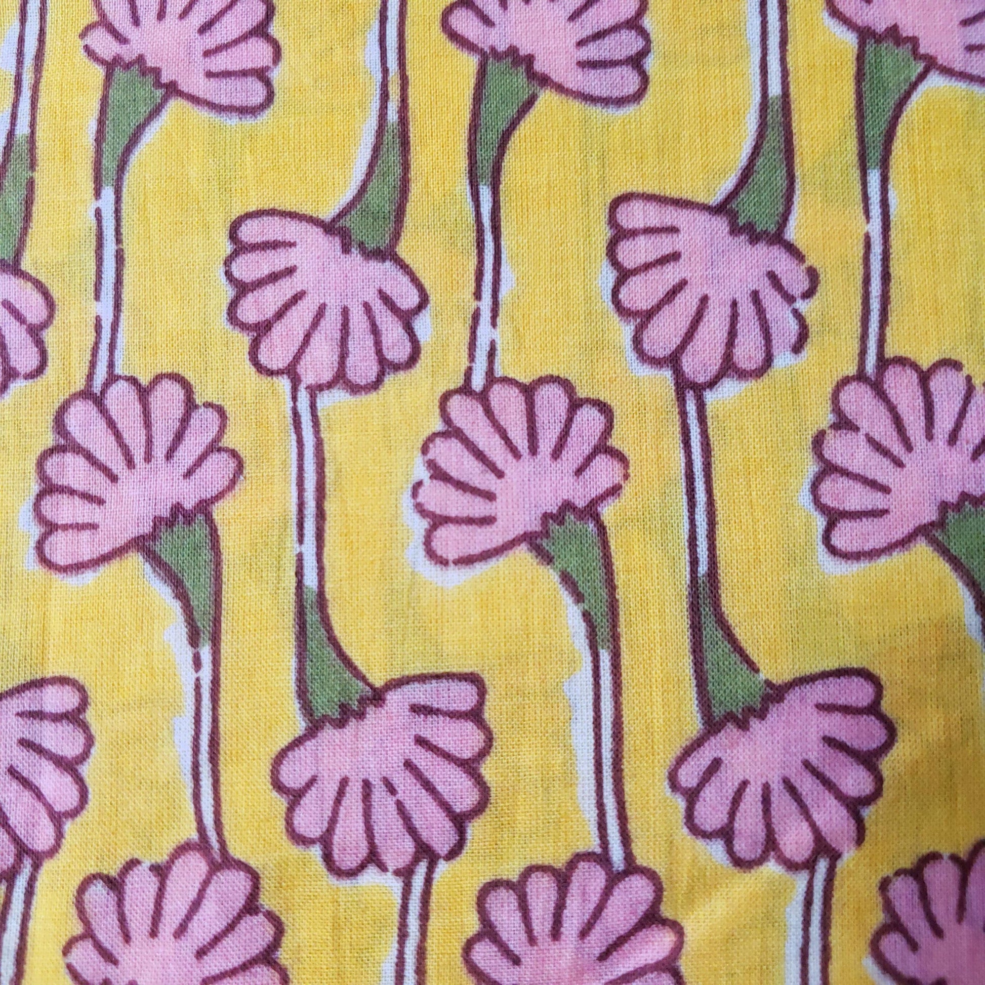 Lightweight Vintage Retro Print Floral Cotton Fabric By Yard 44" wide Yellow Pink Flowers DIY Sewing, Fashion accessories, and Home Decor