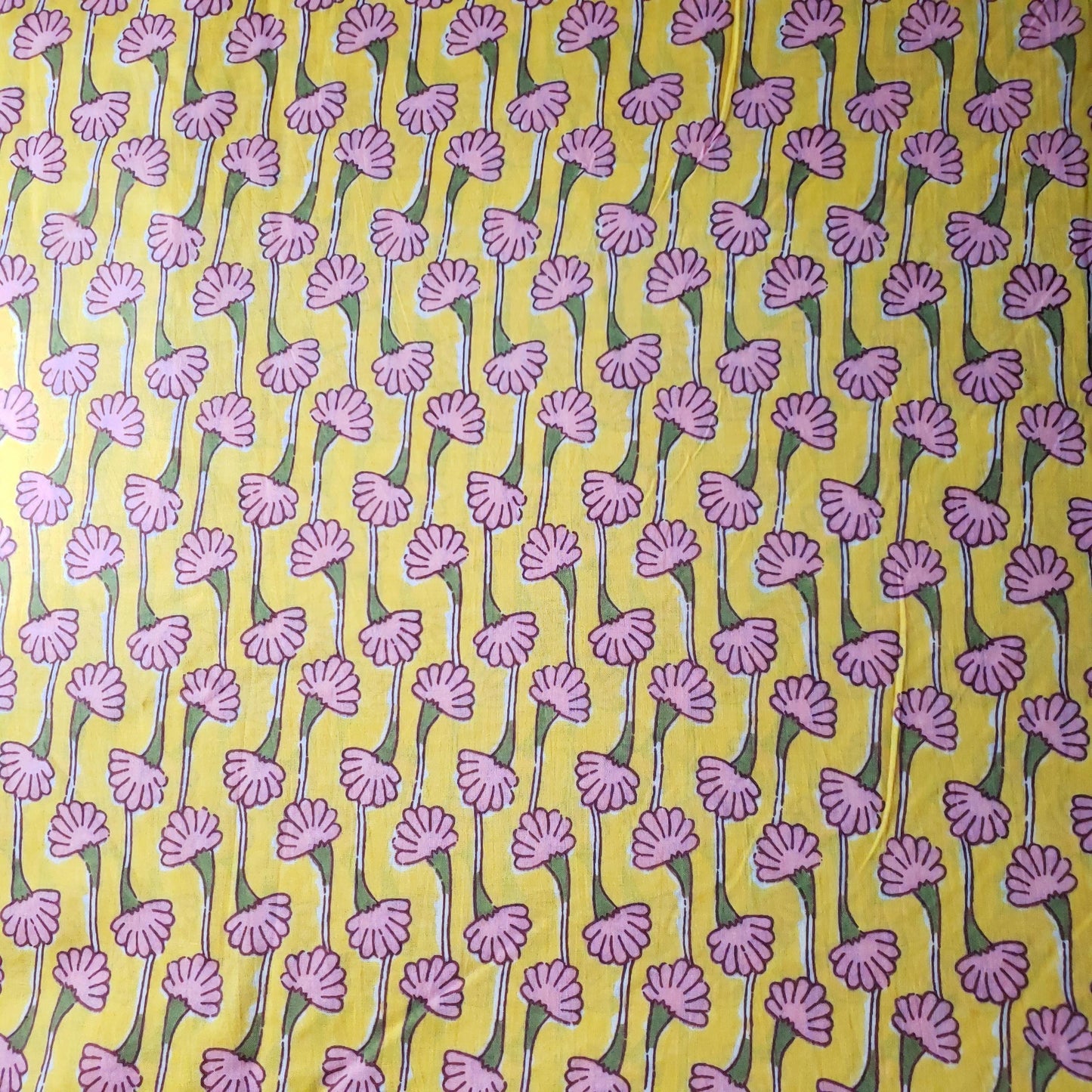 Lightweight Vintage Retro Print Floral Cotton Fabric By Yard 44" wide Yellow Pink Flowers DIY Sewing, Fashion accessories, and Home Decor