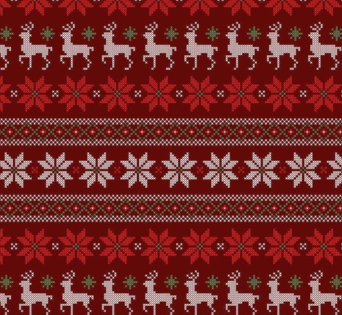 Fair Isle Printed Quilters Cotton Fabric Red White by Yard 44" wide DIY Sewing Home Craft Fashion
