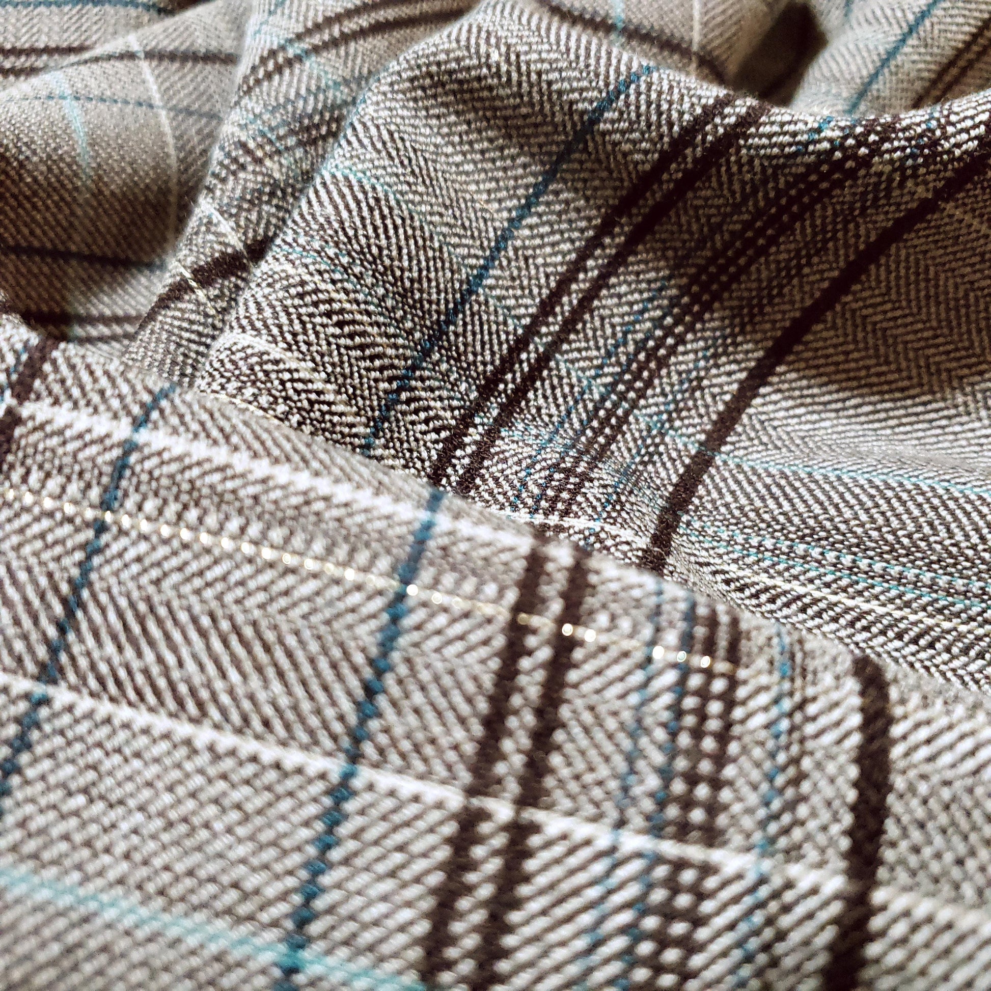 Gilded Taupe Gray Green Gold Tartan Suiting Fabric 54" By The Yard Plaid Print