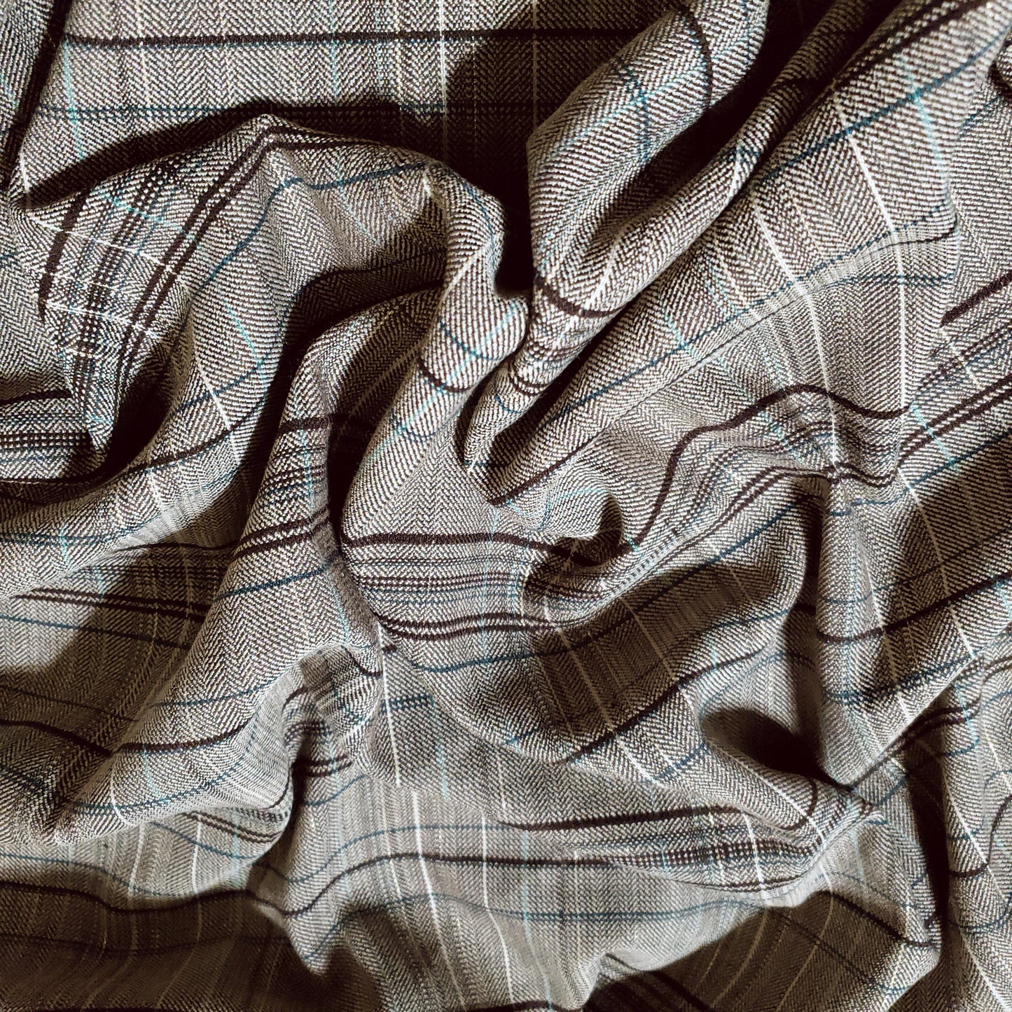 Gilded Taupe Gray Green Gold Tartan Suiting Fabric 54" By The Yard Plaid Print