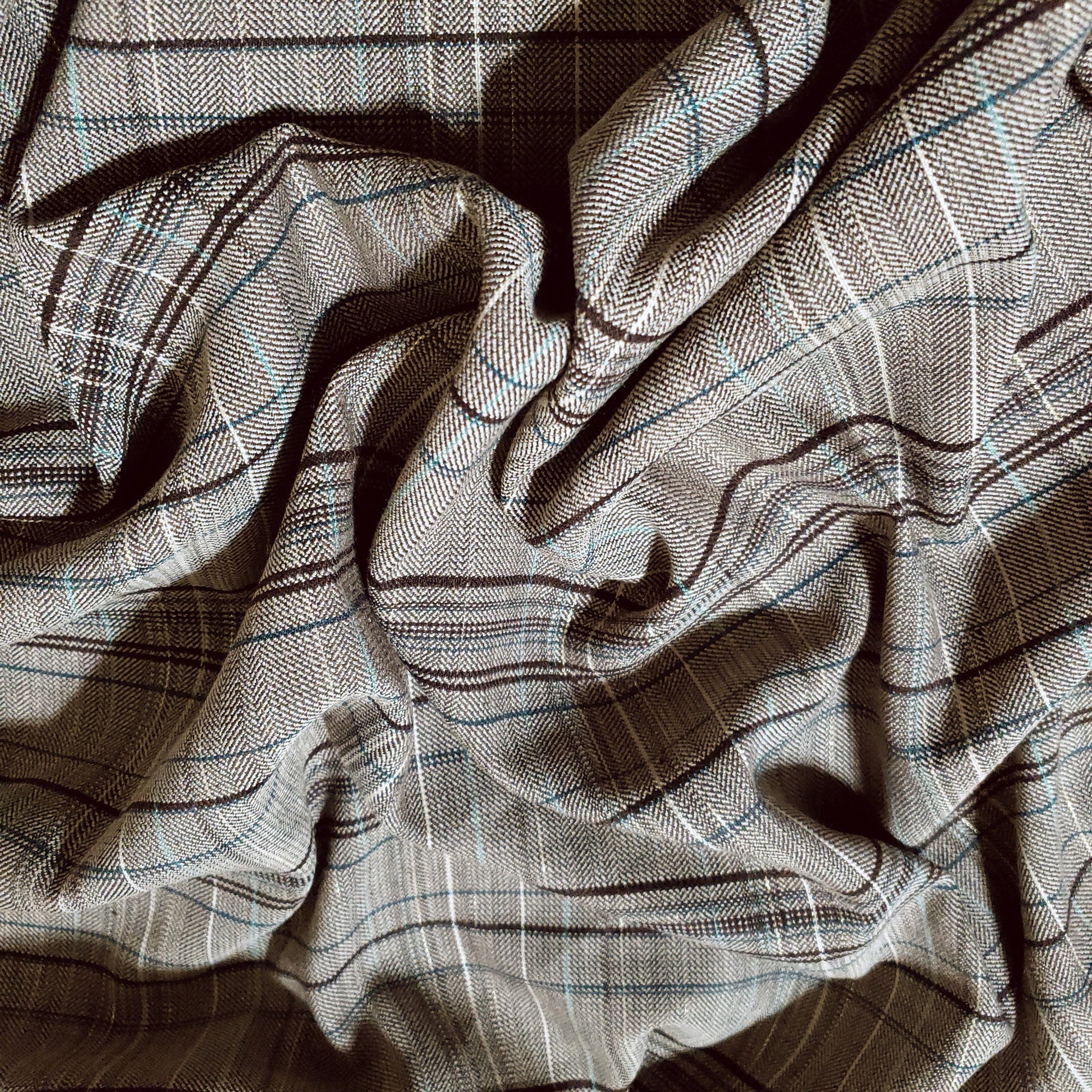 Gilded Taupe Gray Green Gold Tartan Suiting Fabric 54" By The Yard Plaid Print