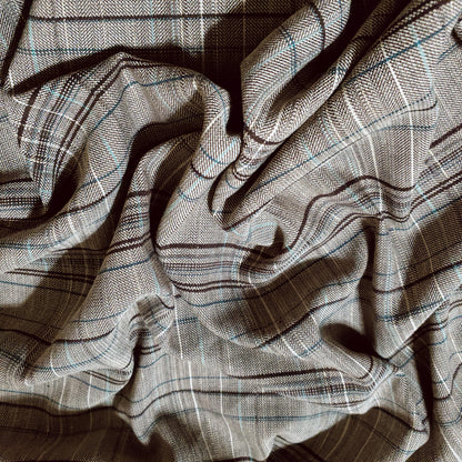 Gilded Taupe Gray Green Gold Tartan Suiting Fabric 54" By The Yard Plaid Print