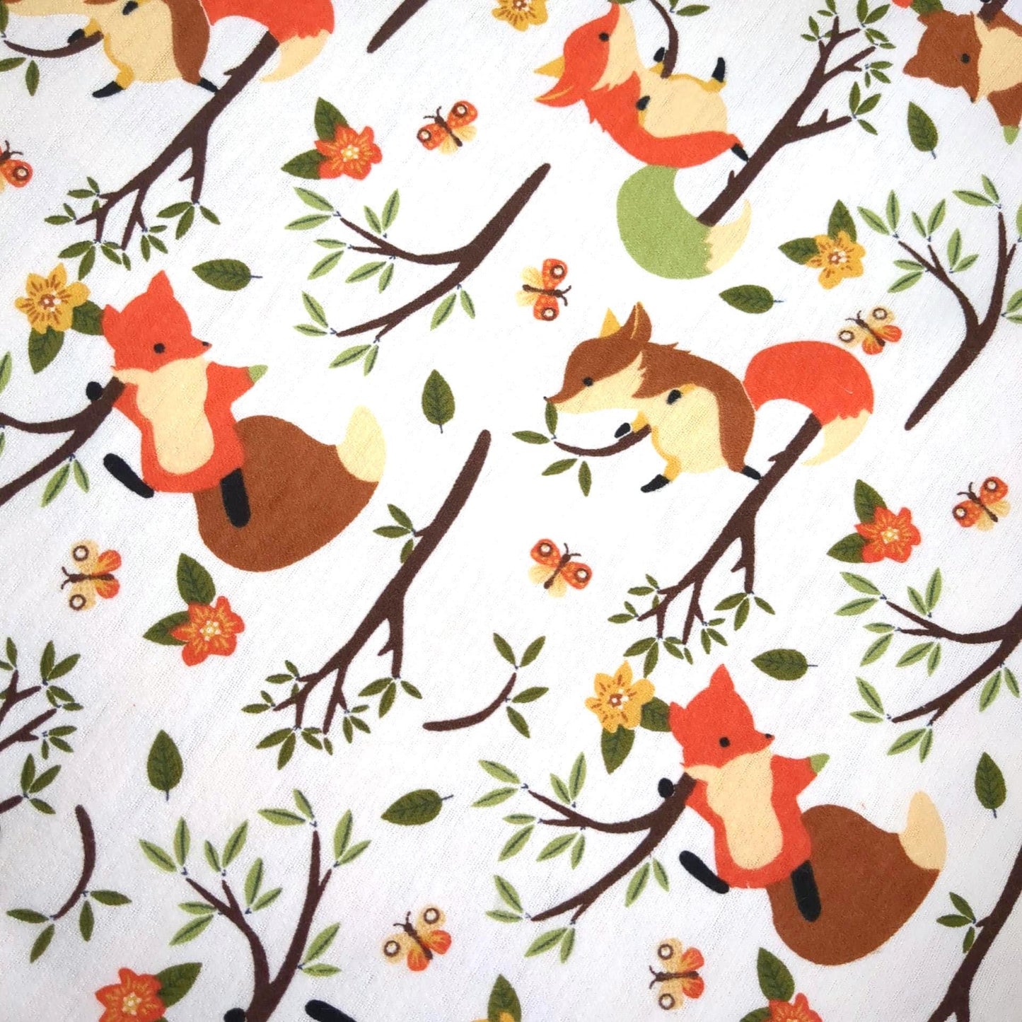 Baby Woodland Red Fox Cute Flannel Prints 100% Cotton Flannel Fabric - DIY Sewing and No Sew Creations