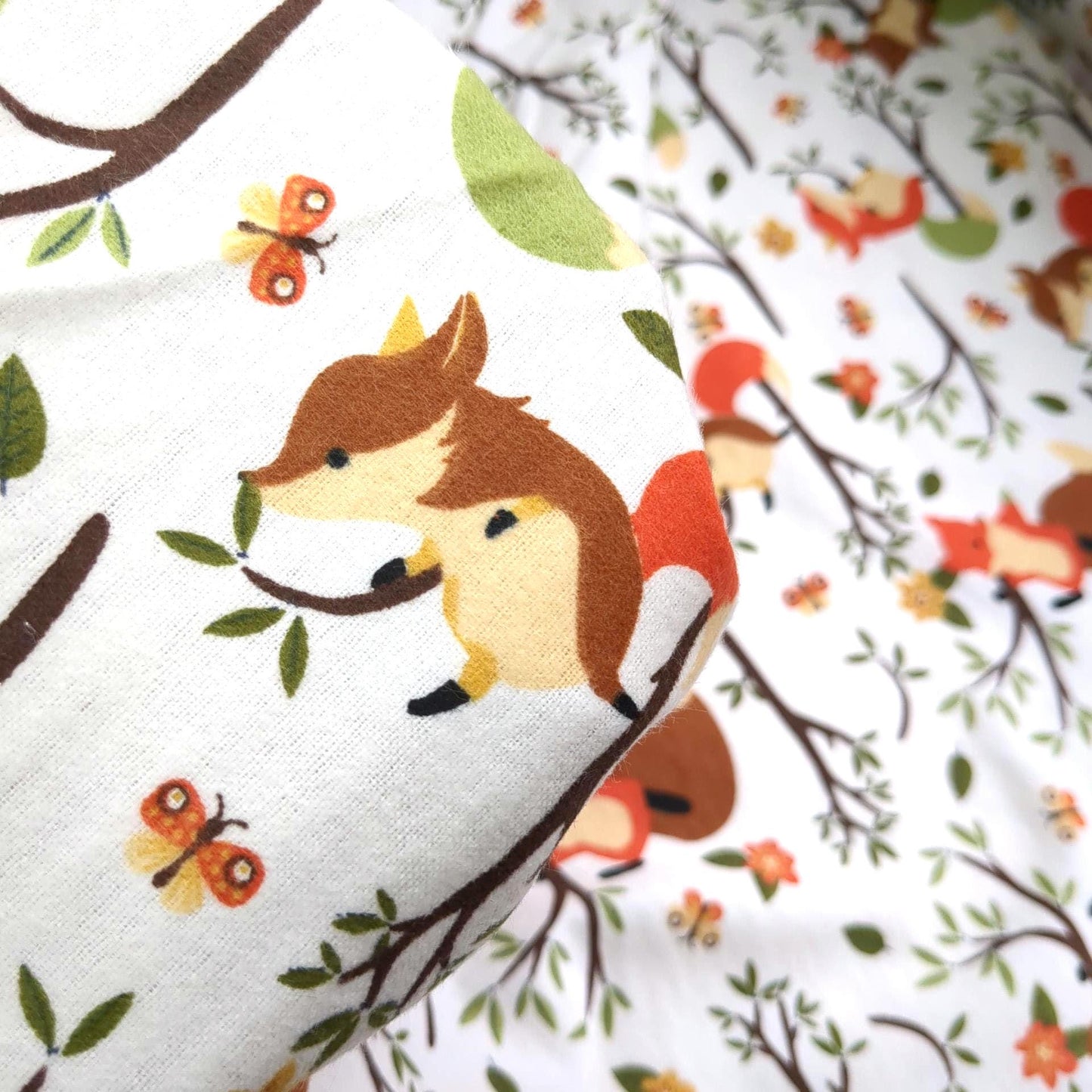 Baby Woodland Red Fox Cute Flannel Prints 100% Cotton Flannel Fabric - DIY Sewing and No Sew Creations