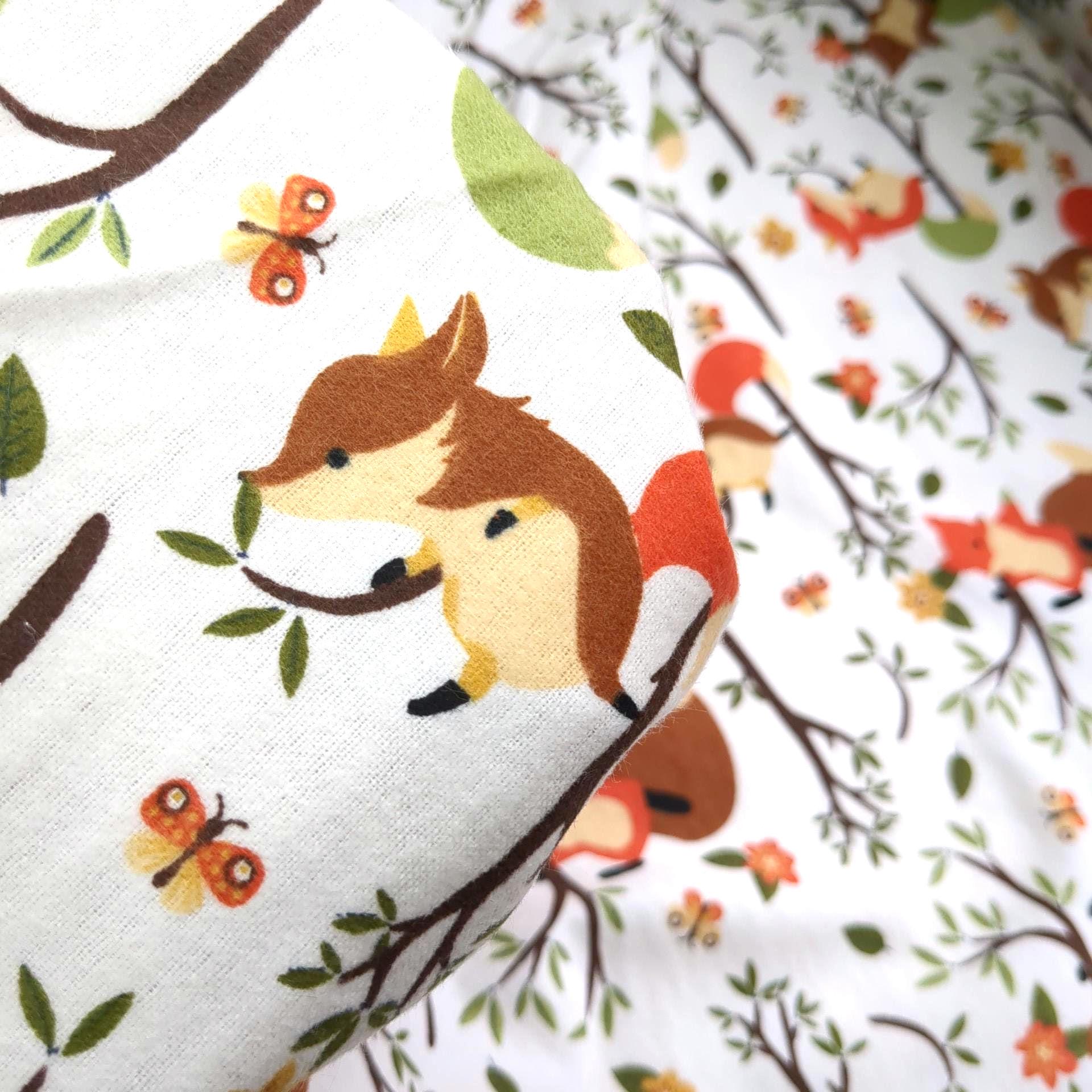Baby Woodland Red Fox Cute Flannel Prints 100% Cotton Flannel Fabric - DIY Sewing and No Sew Creations