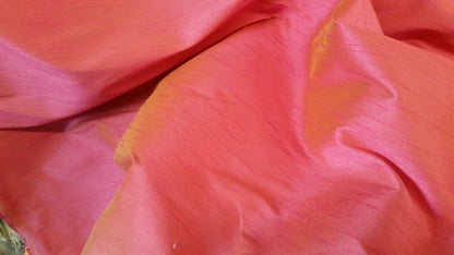 PINK YELLOW MOROCCAN SUNSET FAUX SILK DUPIONI 58"