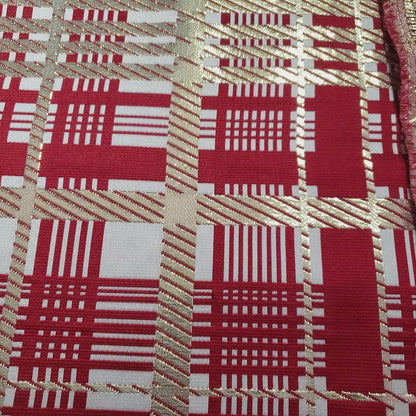 CHRISTMAS CANDY CANE GILDED TARTAN BROCADE