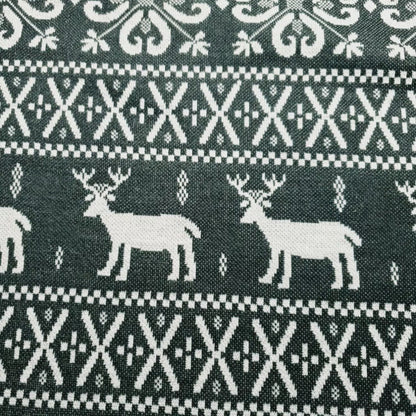 GRAY REINDEER HOLIDAY STRIPE KNIT FABRIC