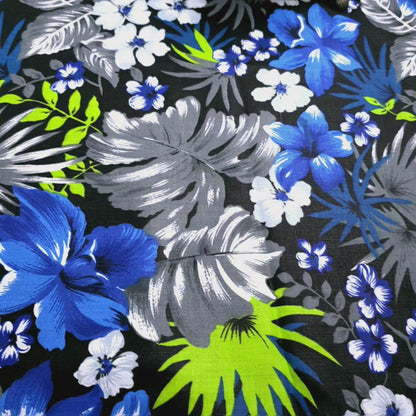 HAWAIIAN FLORAL MOTIF BLACK