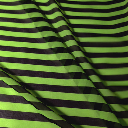 STRIPE CHIFFON LIME GREEN BLACK
