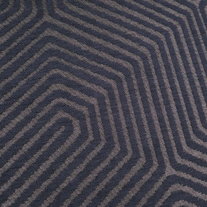 NAVY GEO MAZE CHENIELLE UPHOLSTERY