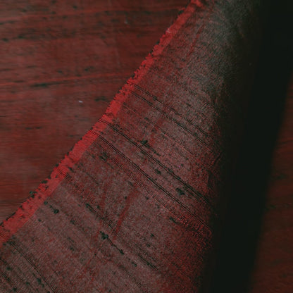 CRIMSON RED BLACK SILK DUPIONI