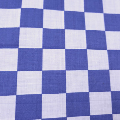 CHESSBOARD PRINT POLYCOTTON BLUE WHITE