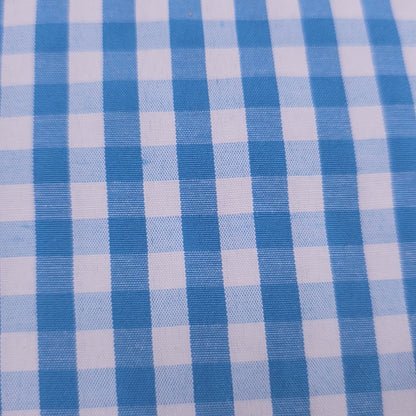 BLUE TURQUOISE GINGHAM POLYCOTTON