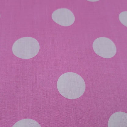 ONE INCH POLKA DOT WHITE ON PINK