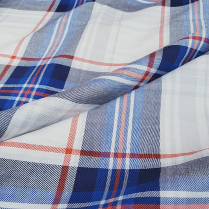 BRUSHED BLUE PLAID SHIRTING