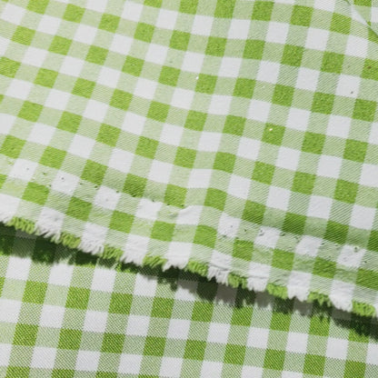 POLY POPLIN GREEN LIME SMALL GINGHAM