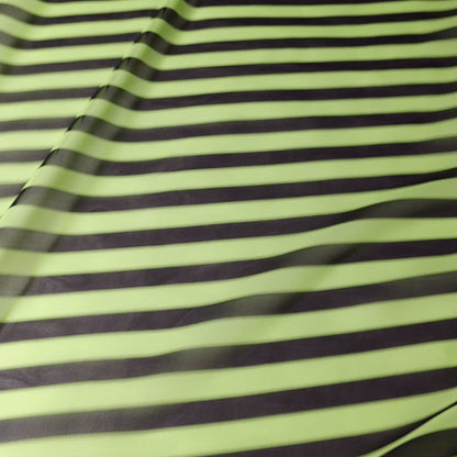 STRIPE CHIFFON LIME GREEN BLACK
